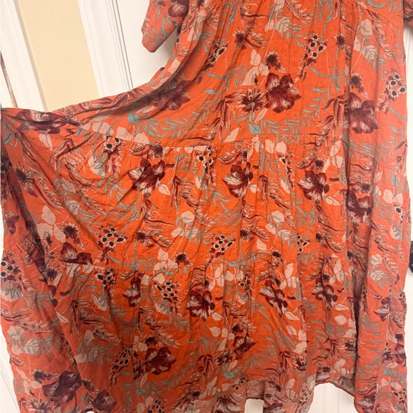 NATURAL LIFE Rebecca Tiered Midi Dress with Pockets Large Rust Boho - Picture 3 of 5